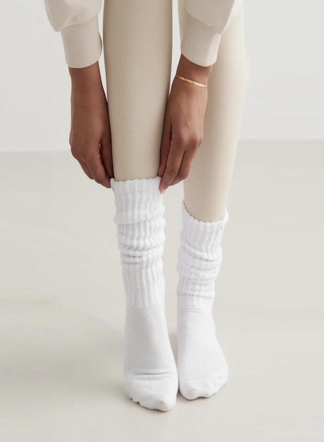 جوارب AmazingStone Scrunch Slouchy Crew النسائية القطنية المبطنة الرياضية متوسطة الطول ذات تصميم أنبوبي مضلع، مستوحاة من موضة الثمانينيات، متوفرة بعدة أزواج. - Image 3